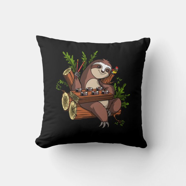 Lazy Sloth Sushi Lover Animal Cushion (Front)