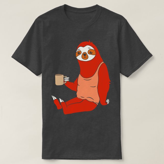 Lazy Sloth With Coffee T-Shirt (Design Front)