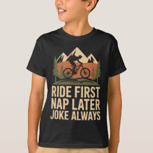 Lazy Start Strong Finish Mountain Biking Dad T-Shirt