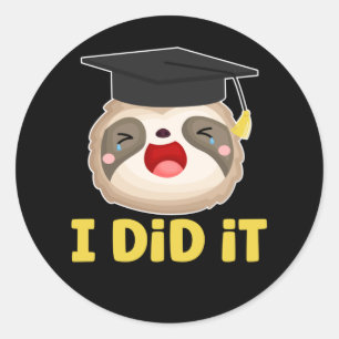 Lazy Student Graduate Sloth Graduation Classic Round Sticker