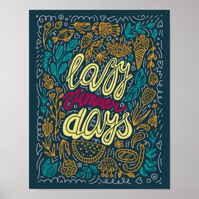 Lazy Summer Days Retro Poster (Front)