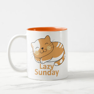 "Lazy Sunday, Happy Heart Two-Tone Coffee Mug
