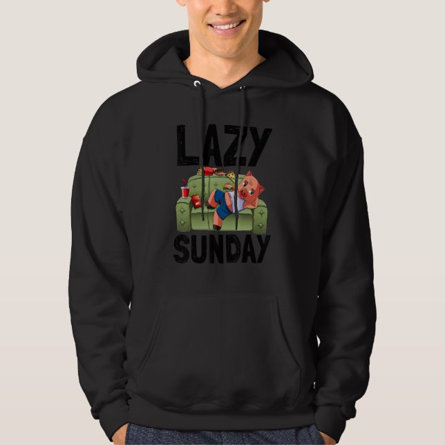 Lazy Sunday Sleepy  Women Lazy Head Piggy Love Hoodie (Front)