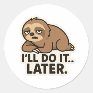 Lazy Teddy bear Classic Round Sticker