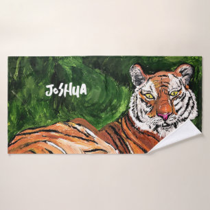 Lazy Tiger Personalised Bath Towel Set