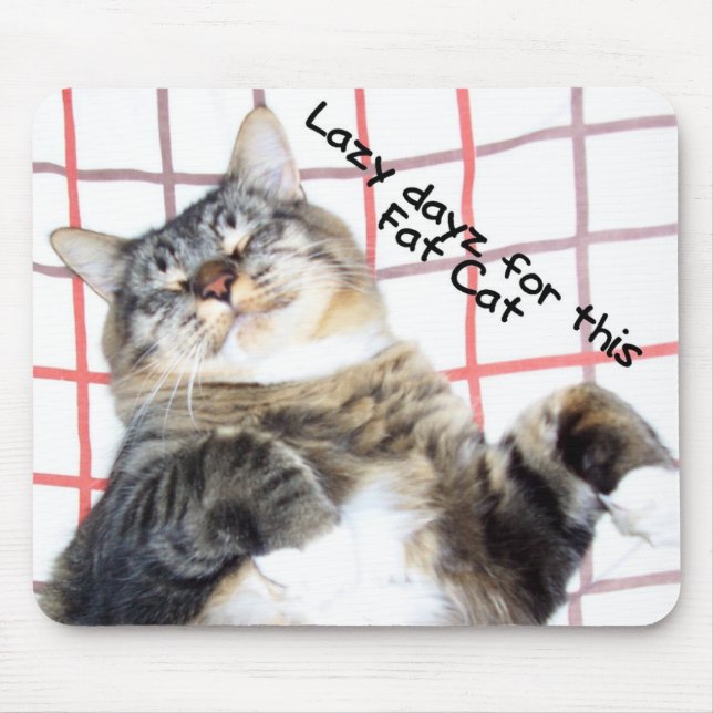 Lazy Tuffy Cat Mouse Mat (Front)