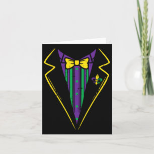 Lazy Tuxedo Costume Bow Tie Funny Mardi Gras Carni Card
