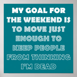 Lazy Weekend Funny Poster Sign