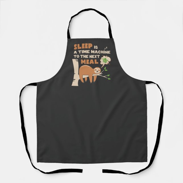 Lazybone Sloth who loves to eat & delicious food Apron (Front)