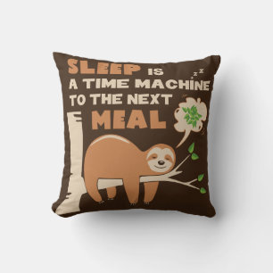 Lazybone Sloth who loves to eat & delicious food Cushion