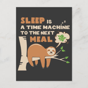 Lazybone Sloth who loves to eat & delicious food Postcard