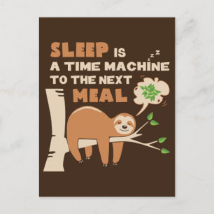 Lazybone Sloth who loves to eat & delicious food Postcard
