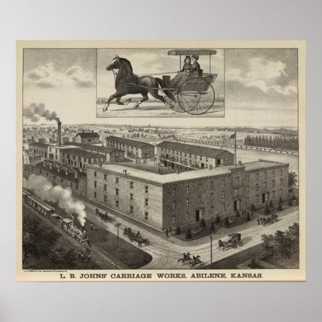 LB Johns' Carriage Works, Abilene, Kansas Poster (Front)