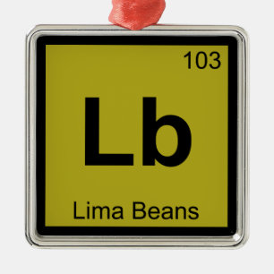 Lb - Lima Beans Chemistry Periodic Table Symbol Metal Tree Decoration