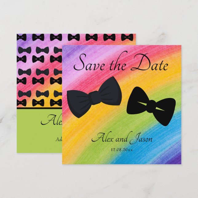 LBGT Modern Rainbow Black Save the Date Wedding (Front/Back)