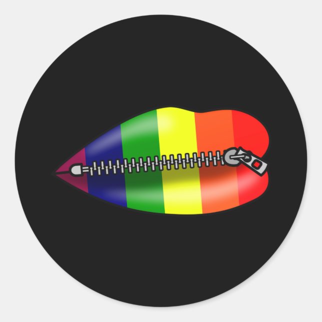 LBGTQ Lips Shut In Silence Classic Round Sticker (Front)