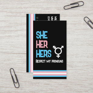 LBGTQ Pronoun Transgender She Her He Business Card
