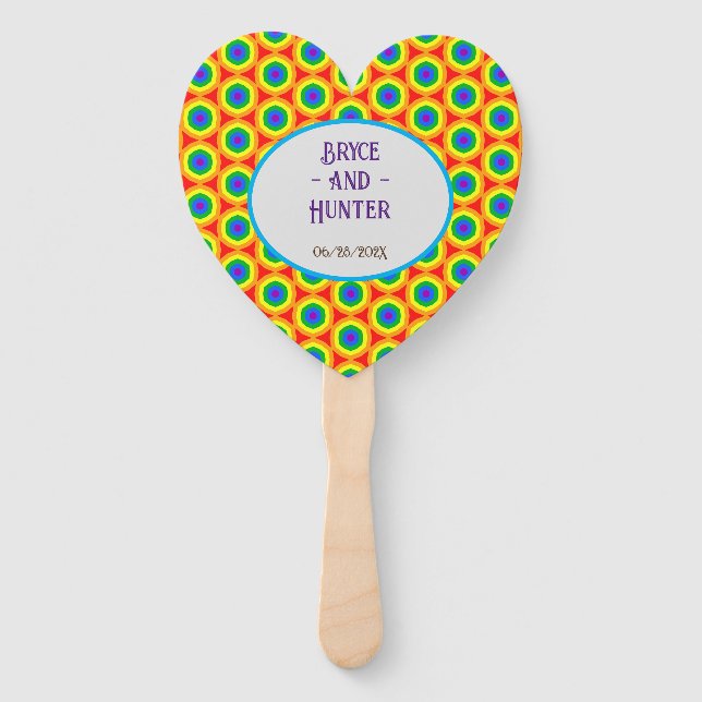 LBGTQA+ Rainbow Circle Design Hand Fan (Front)