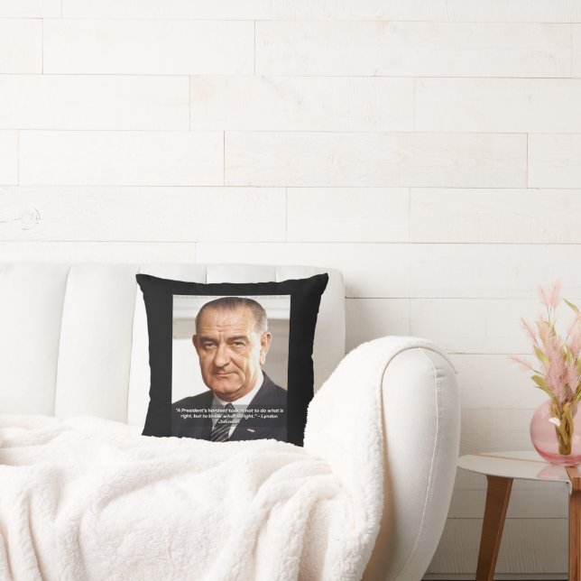 LBJ And Quote "Knowing What's Right"  Cushion (Couch)