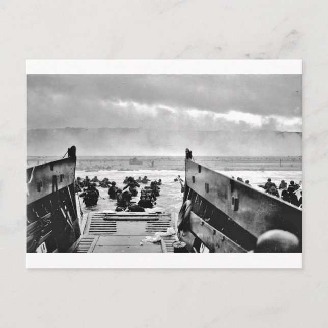 LCIs Soldiers Wading Ashore Postcard (Front)