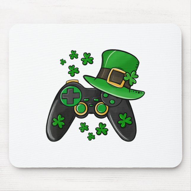 Lcuky charm shamrock video game console happy PAtr Mouse Mat (Front)