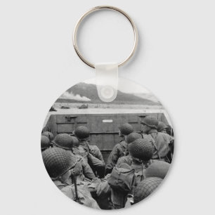 LCVP Landing Craft Approaching Omaha Beach Key Ring