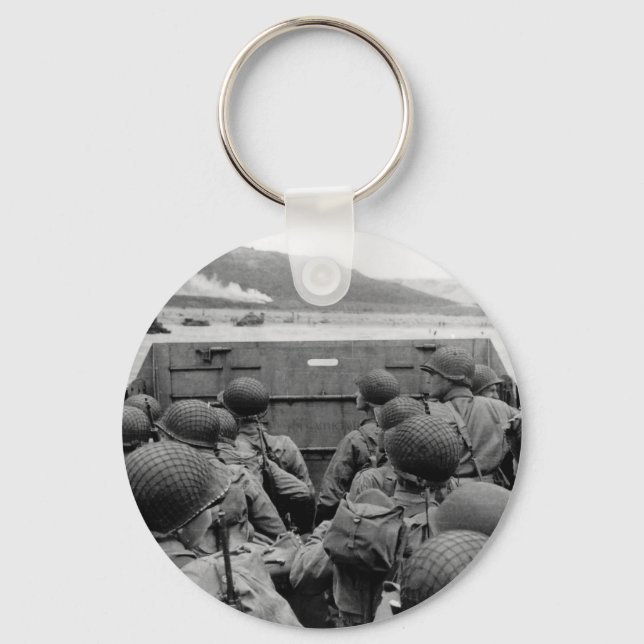 LCVP Landing Craft Approaching Omaha Beach Key Ring (Front)