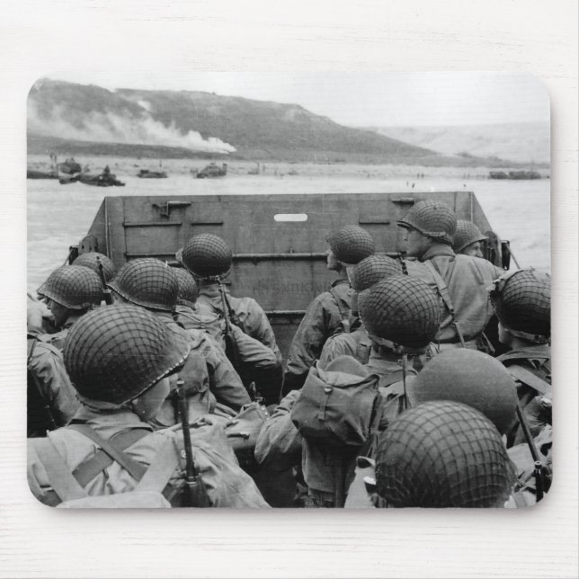 LCVP Landing Craft Approaching Omaha Beach Mouse Mat (Front)