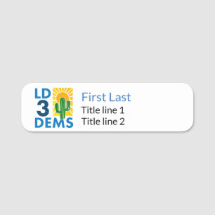 LD3 Dems - thin style name badge; magnetic back Tag