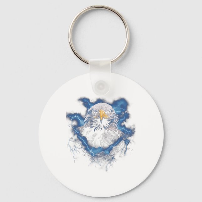 Ld Eagle Bird Nature Usa Lightning 1  Key Ring (Front)