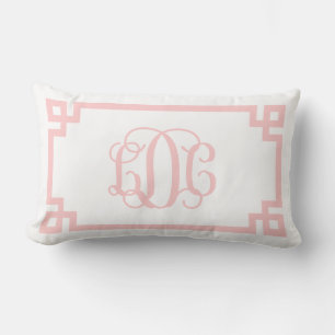 LDC Light Pink Greek Key Script Monogram Lumbar Cushion