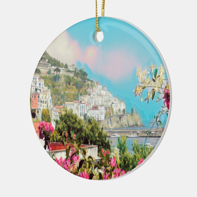 ldp AMALFI - panorama - Amalfi coast - Ceramic Tree Decoration (Left)