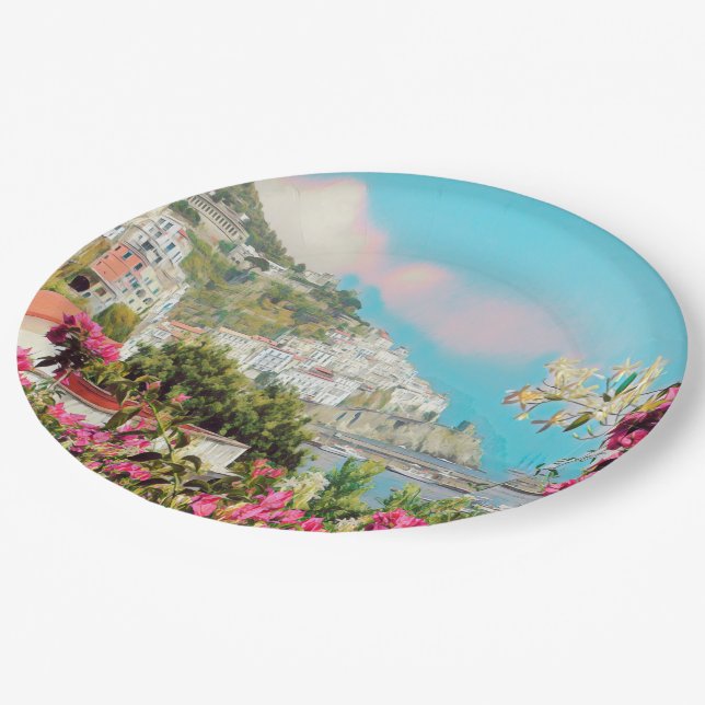 ldp AMALFI - panorama - Amalfi coast - Paper Plate (Angled)
