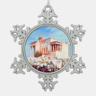 ldp Athens - Acropolis - Cecropia Snowflake Pewter Christmas Ornament