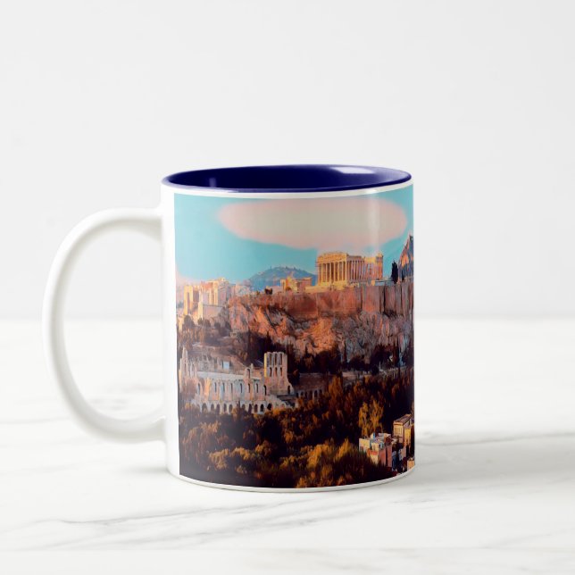 ldp Athens - Acropolis - panorama - Two-Tone Coffee Mug (Left)