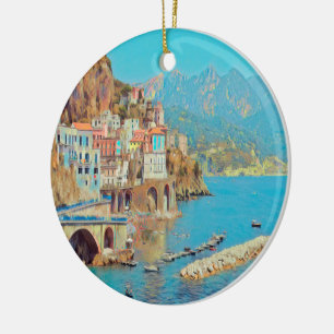 ldp ATRANI.- Amalfi Coast - Ceramic Tree Decoration