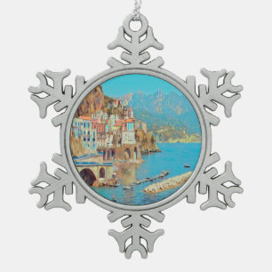 ldp ATRANI.- Amalfi Coast - Snowflake Pewter Christmas Ornament