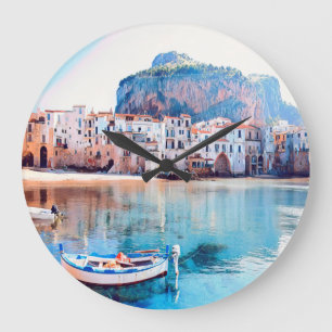ldp CEFALÙ - Sicily - beach - panorama Large Clock