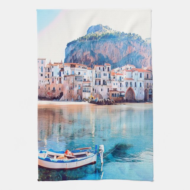 ldp CEFALÙ - Sicily - beach - panorama Tea Towel (Vertical)