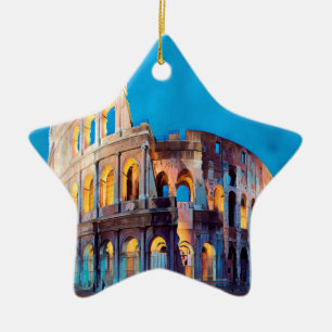 ldp COLOSSEUM Rome - by nigth - Ceramic Tree Decoration