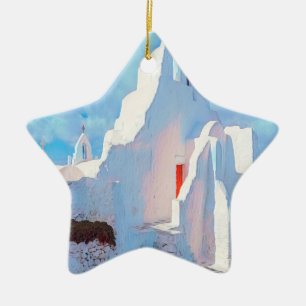 ldp MYKONOS - characteristic church - Ceramic Tree Decoration