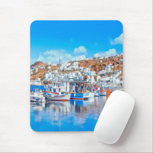 ldp MYKONOS - fishing boats - harbor - panorama Mouse Mat