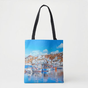 ldp MYKONOS - fishing boats - harbour - panorama Tote Bag
