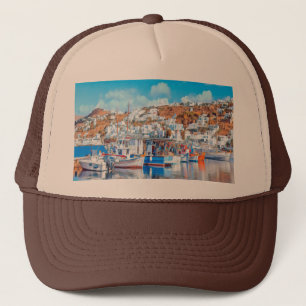 ldp MYKONOS - fishing boats - harbour - panorama Trucker Hat