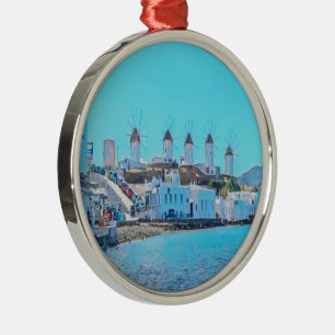 ldp MYKONOS - view from the sea of the windmills - Metal Tree Decoration