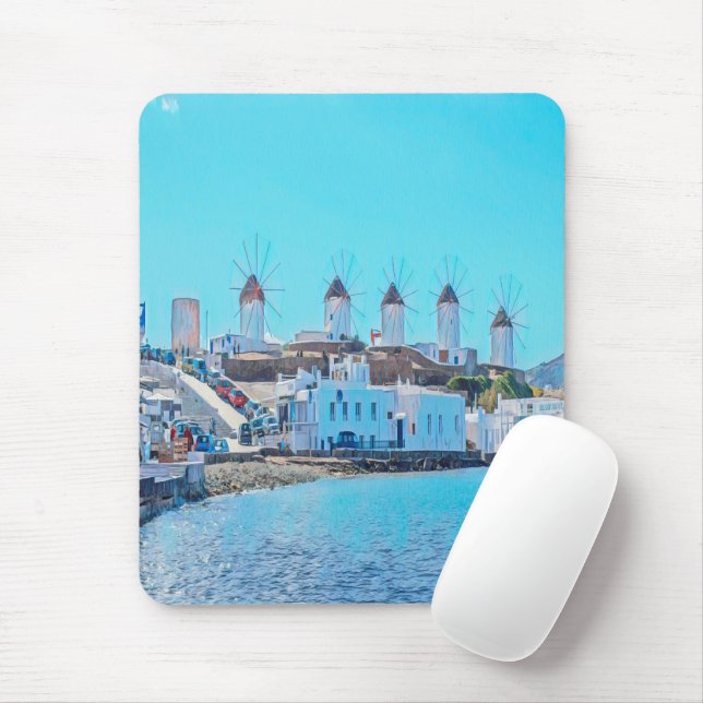 ldp MYKONOS - view from the sea of the windmills - Mouse Mat (With Mouse)
