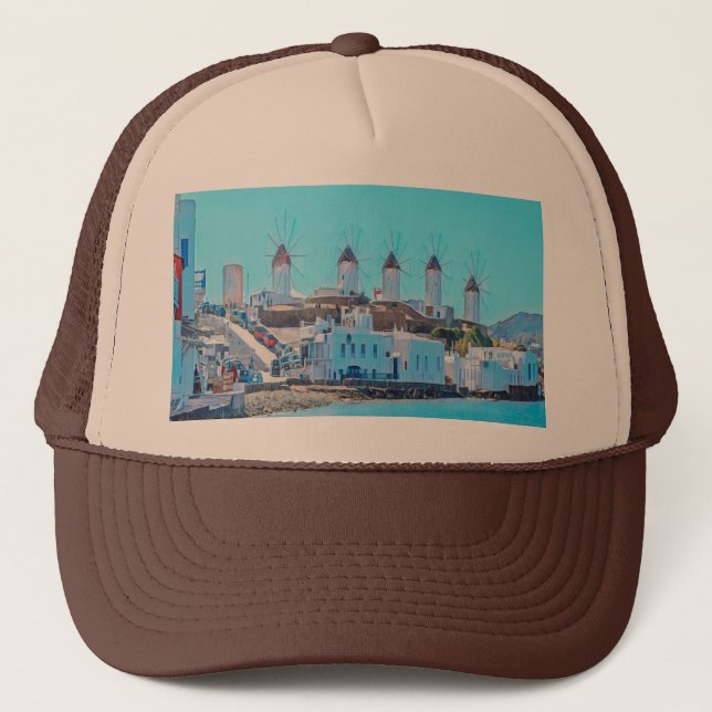 ldp MYKONOS - view from the sea of the windmills - Trucker Hat (Front)