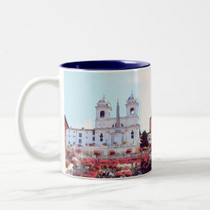 ldp PIAZZA DI SPAGNA - Rome - with flowers - Two-Tone Coffee Mug