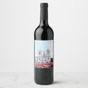 ldp PIAZZA DI SPAGNA - Rome - with flowers - Wine Label