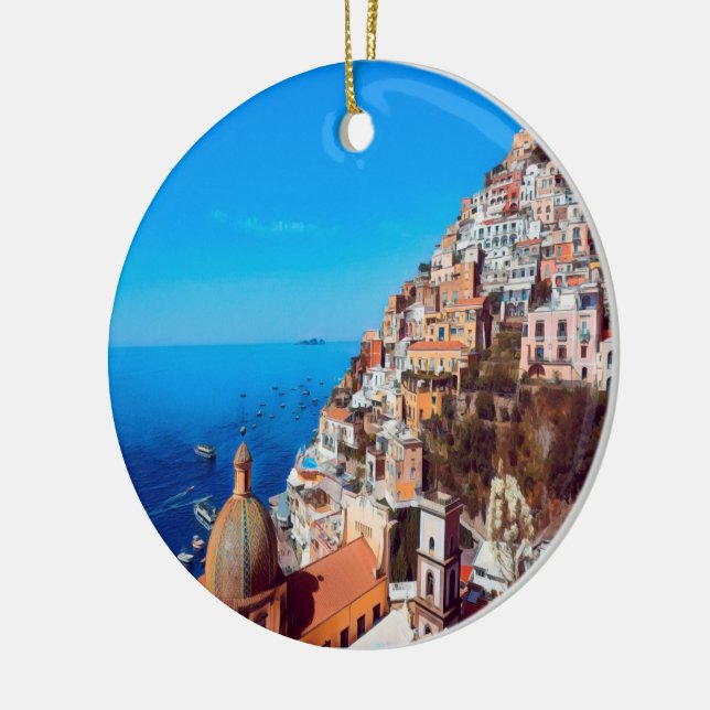 ldp POSITANO - Amalfi Coast - Panorama Ceramic Tree Decoration (Left)